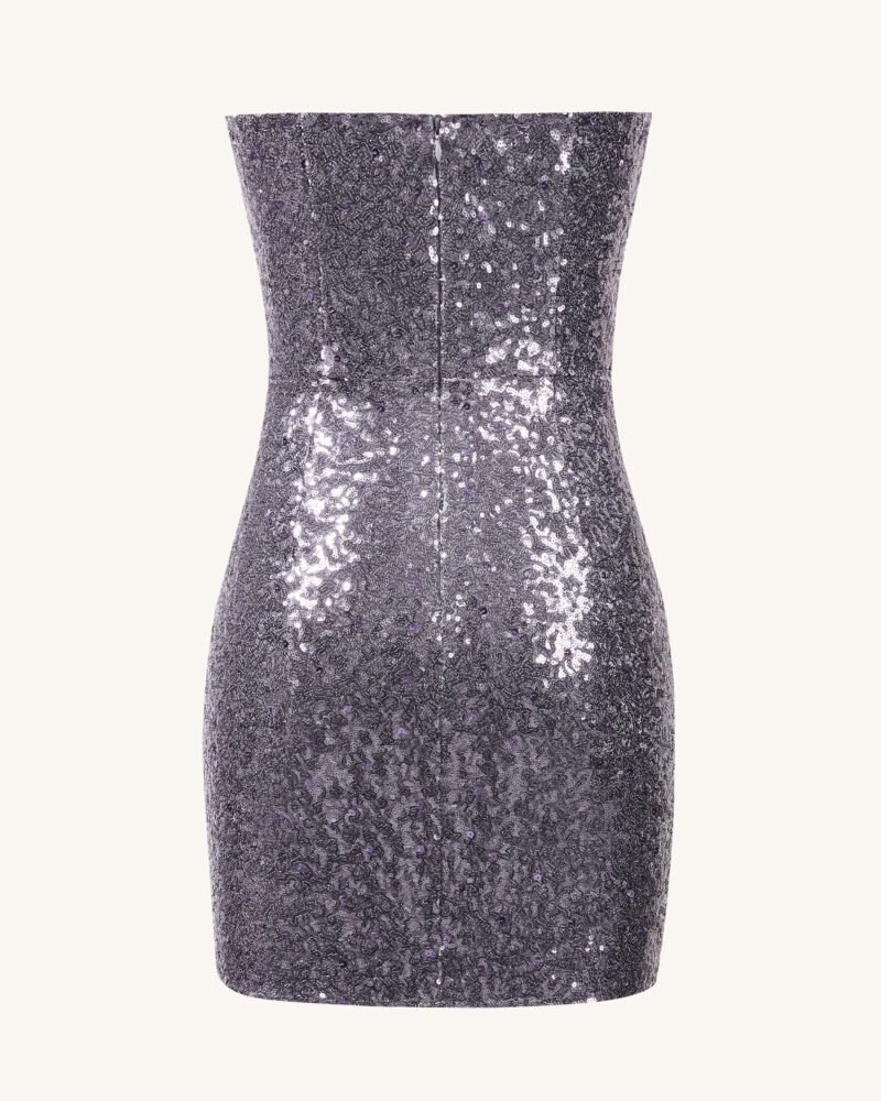 Brynlee Purple Sequinned Strapless Mini Dress - Purple - Image 3