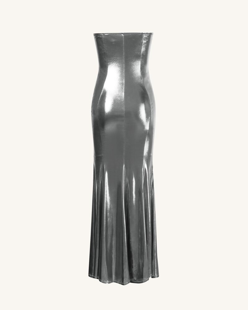 Olivia Silver Maxi Tube Dress - Silver - Image 5