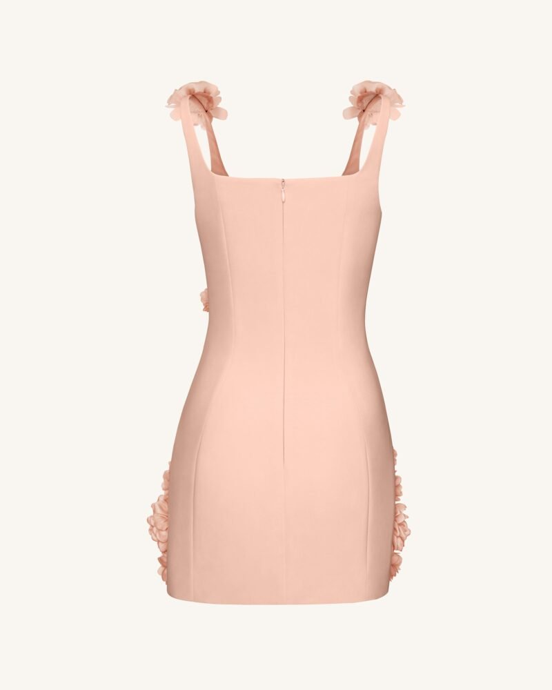 Elaina Pink Rosette Applique Mini Dress - Apricot - Image 5