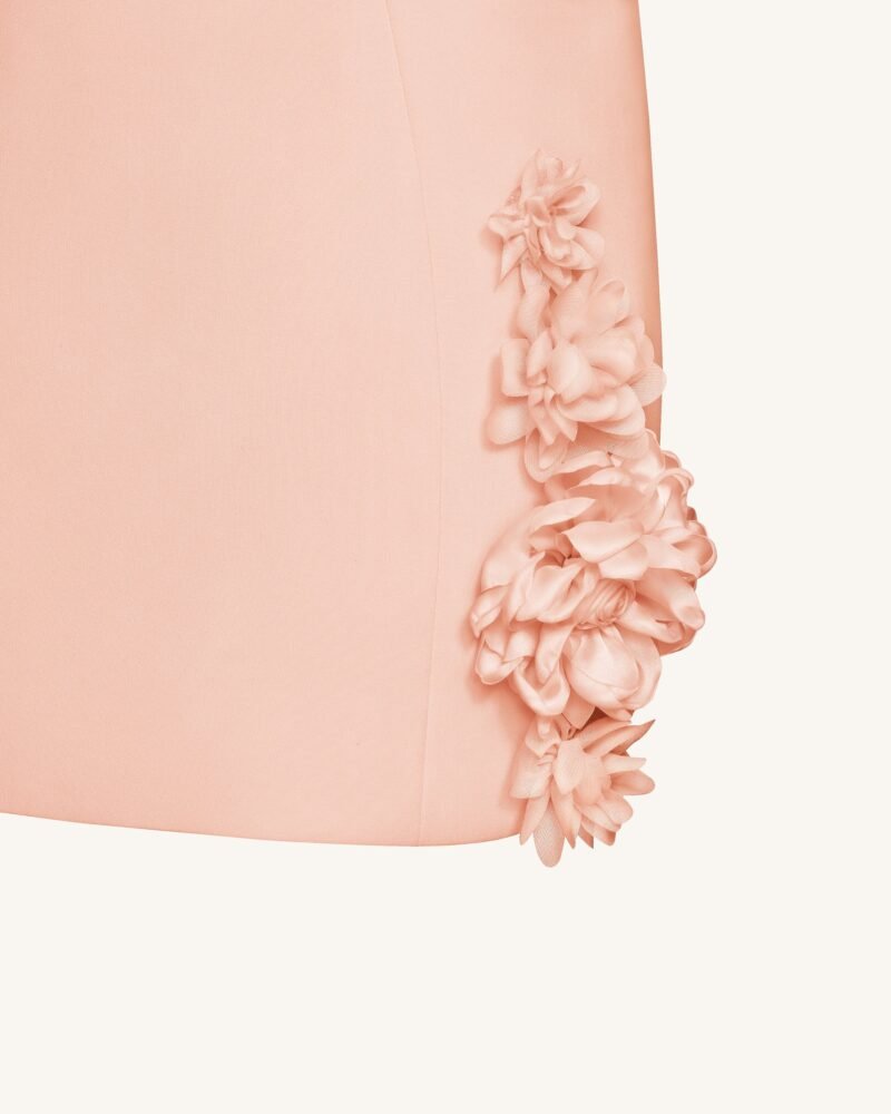 Elaina Pink Rosette Applique Mini Dress - Apricot - Image 6