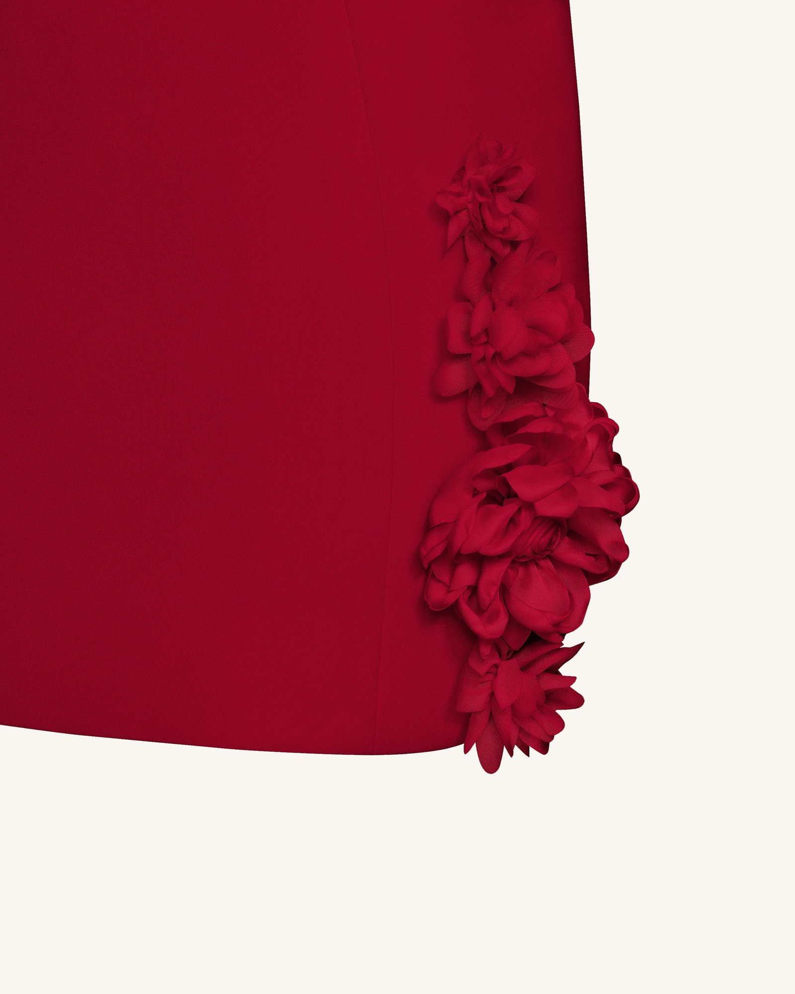 JR302C04-41DETAIL Elaina Pink Rosette Applique Mini Dress - Red - Image 6