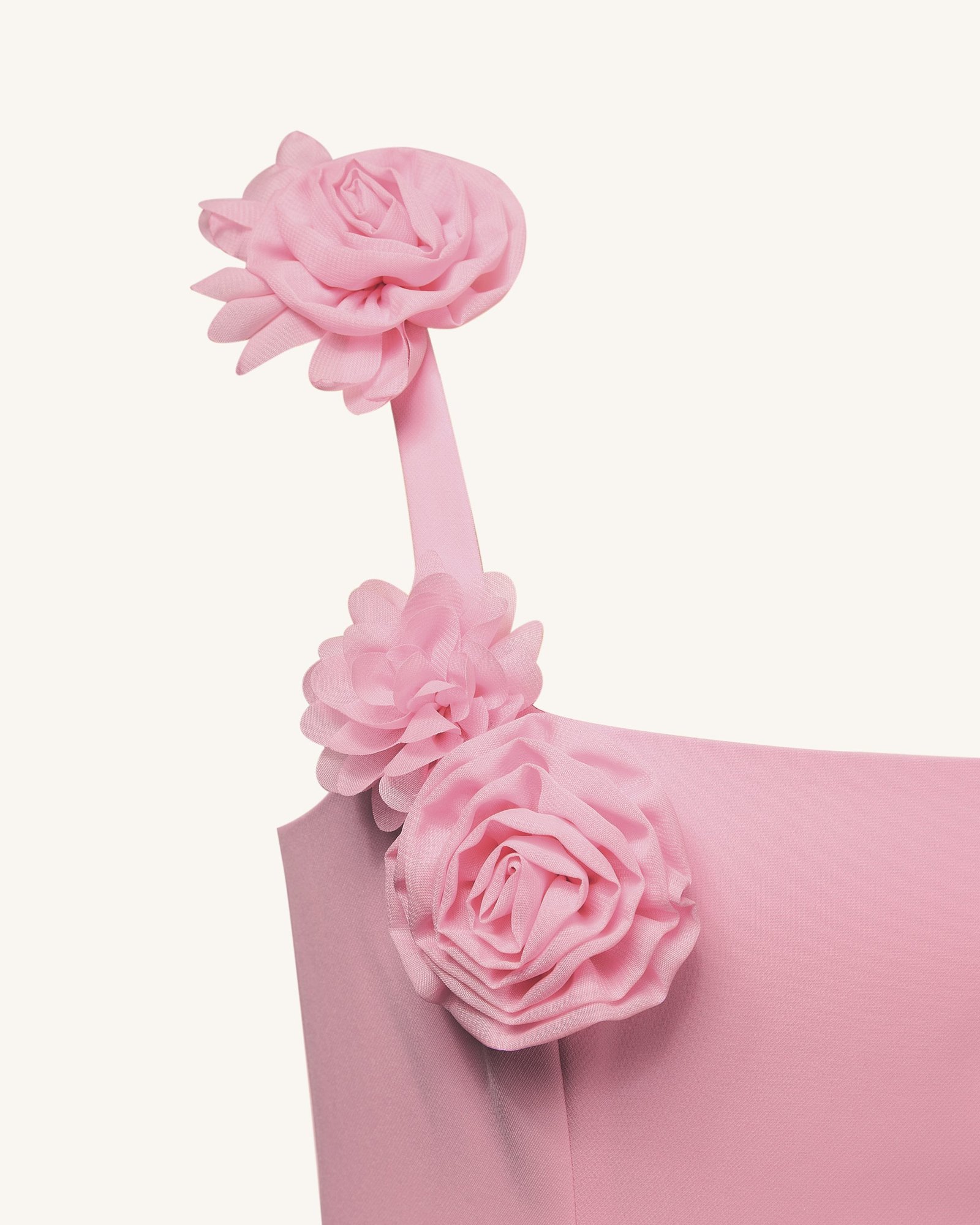 JR302C04-4DETAIL Elaina Pink Rosette Applique Mini Dress-Pink - Image 5