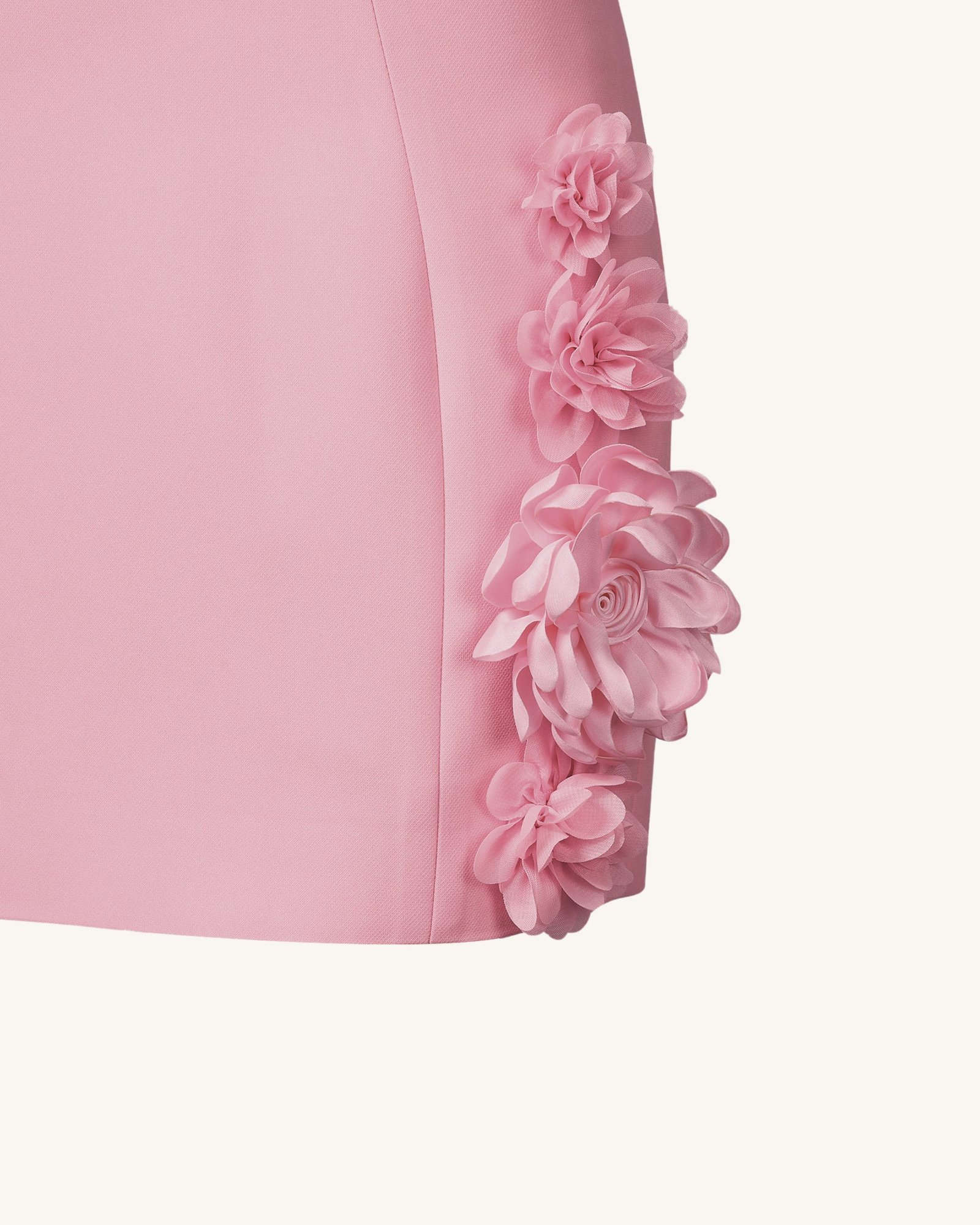 JR302C04-4DETAIL_2 Elaina Pink Rosette Applique Mini Dress-Pink - Image 6