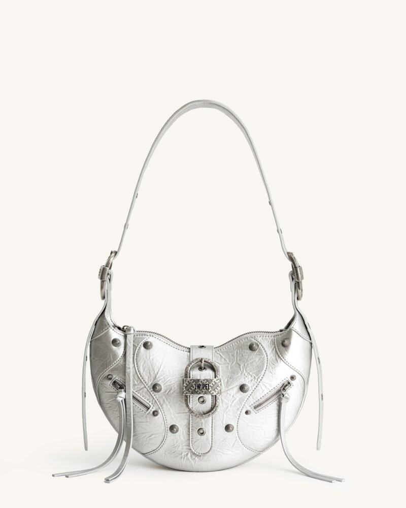Tessa Metallic Pleating Shoulder Bag - Silver - Image 1
