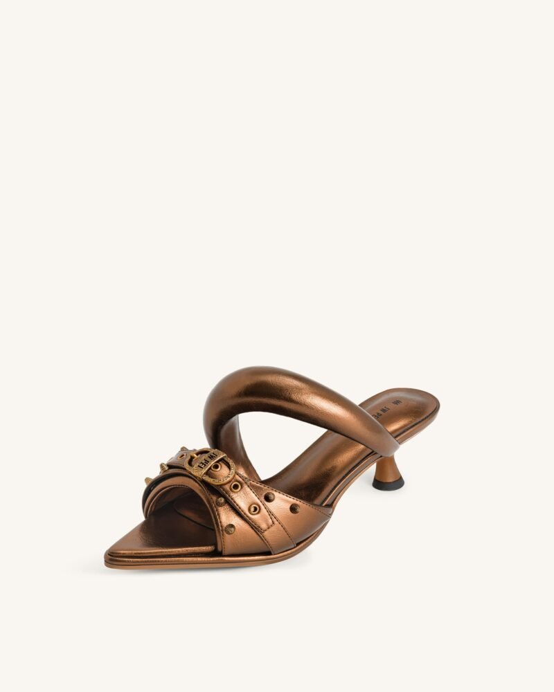 Sara Studded Metallic Mule - Gold - Image 6