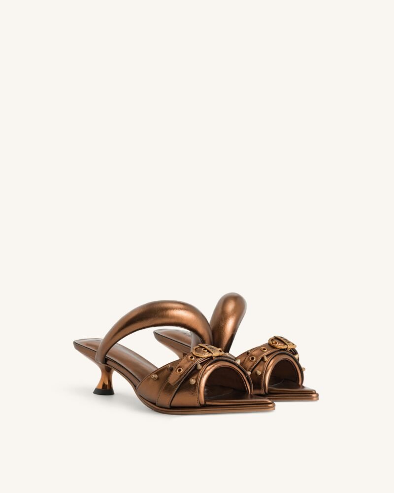 Sara Studded Metallic Mule - Gold - Image 3