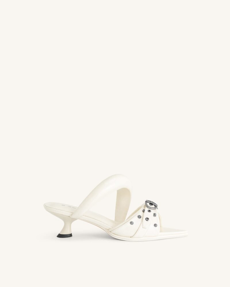 Sara  Studded Mule - White - Image 1