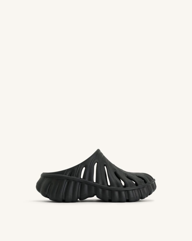 Tara Leaf Platform Clog - Black - Image 1