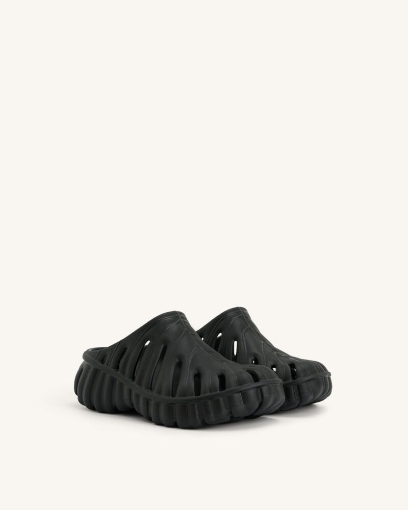 Tara Leaf Platform Clog - Black - Image 3