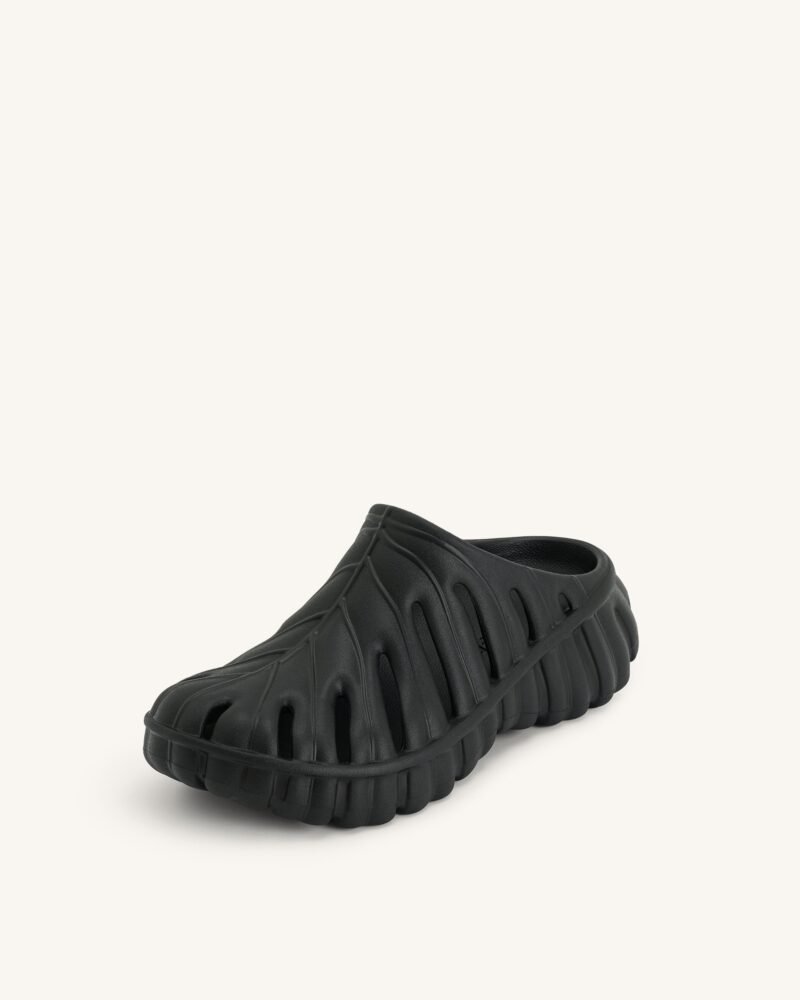 Tara Leaf Platform Clog - Black - Image 6