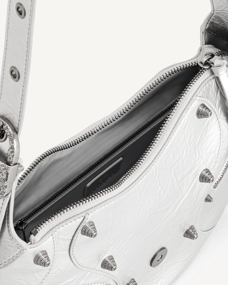 Tessa Metallic Pleating Shoulder Bag - Silver - Image 5