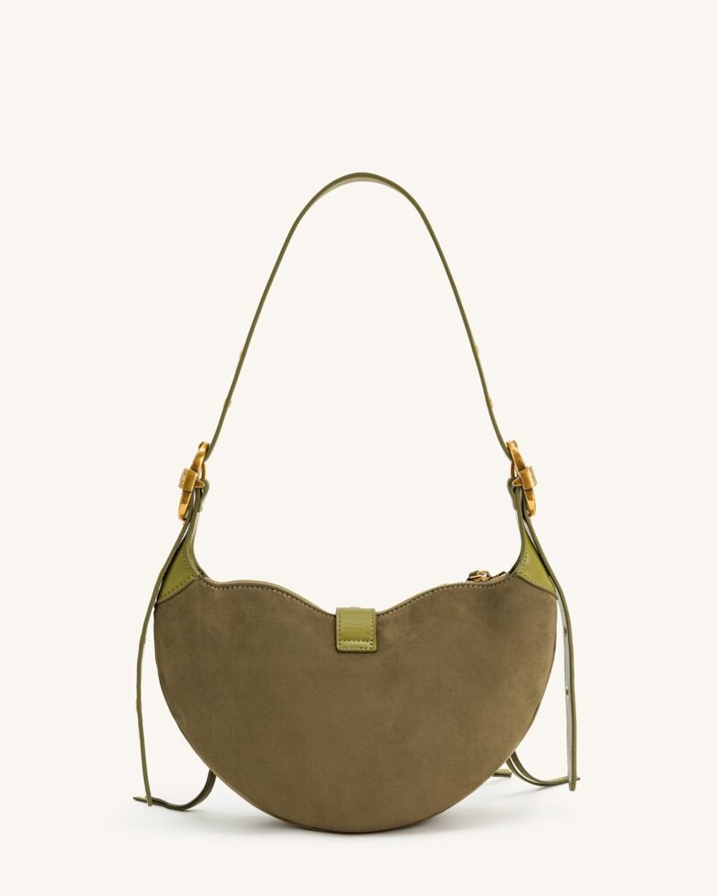 Tessa Suede Shoulder Bag - Dark Olive - Image 4