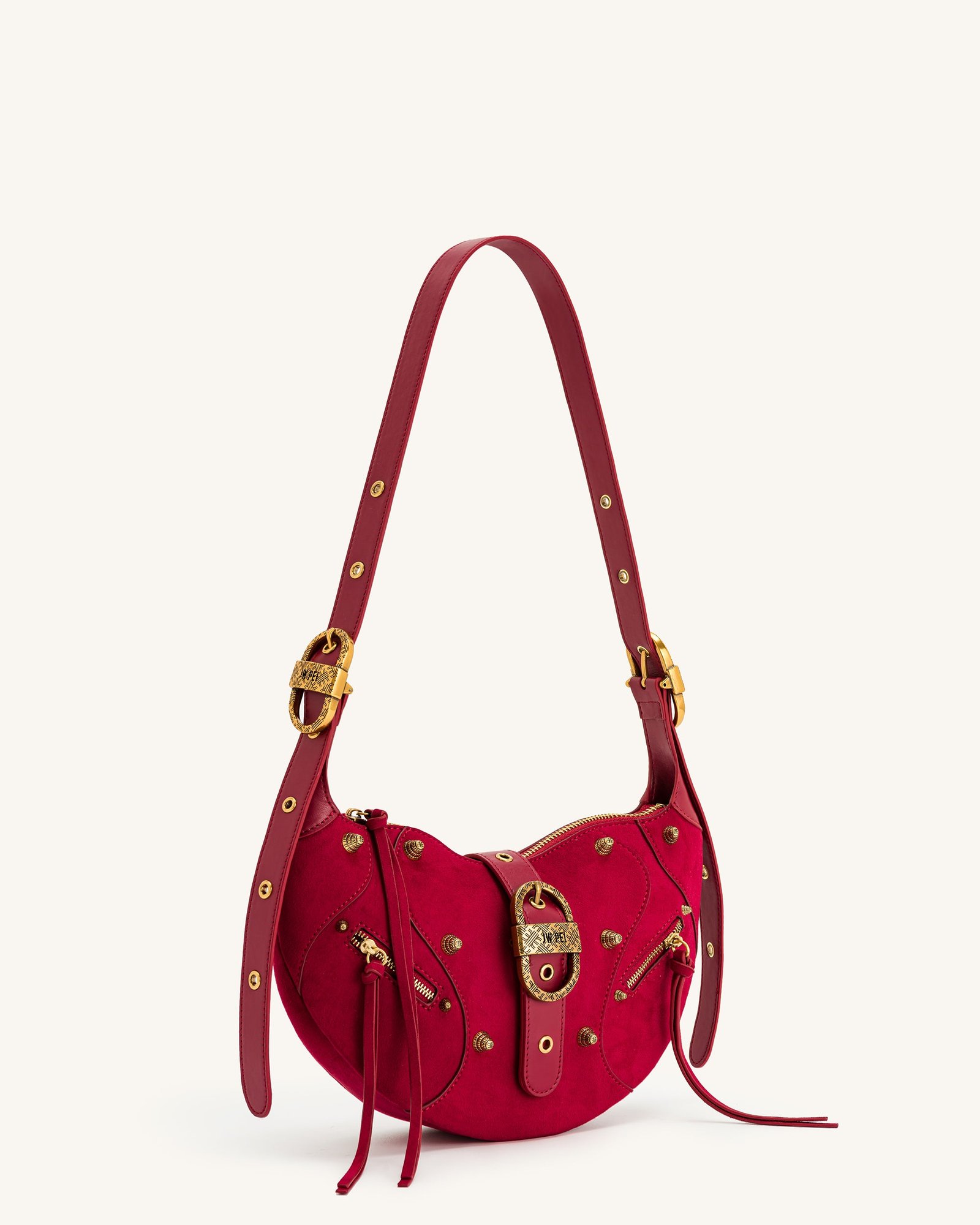 JWE_20230609_015 Tessa Suede Shoulder Bag - Deep Magenta - Image 2