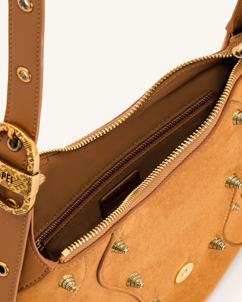 Tessa Suede Shoulder Bag - Camel - Image 5