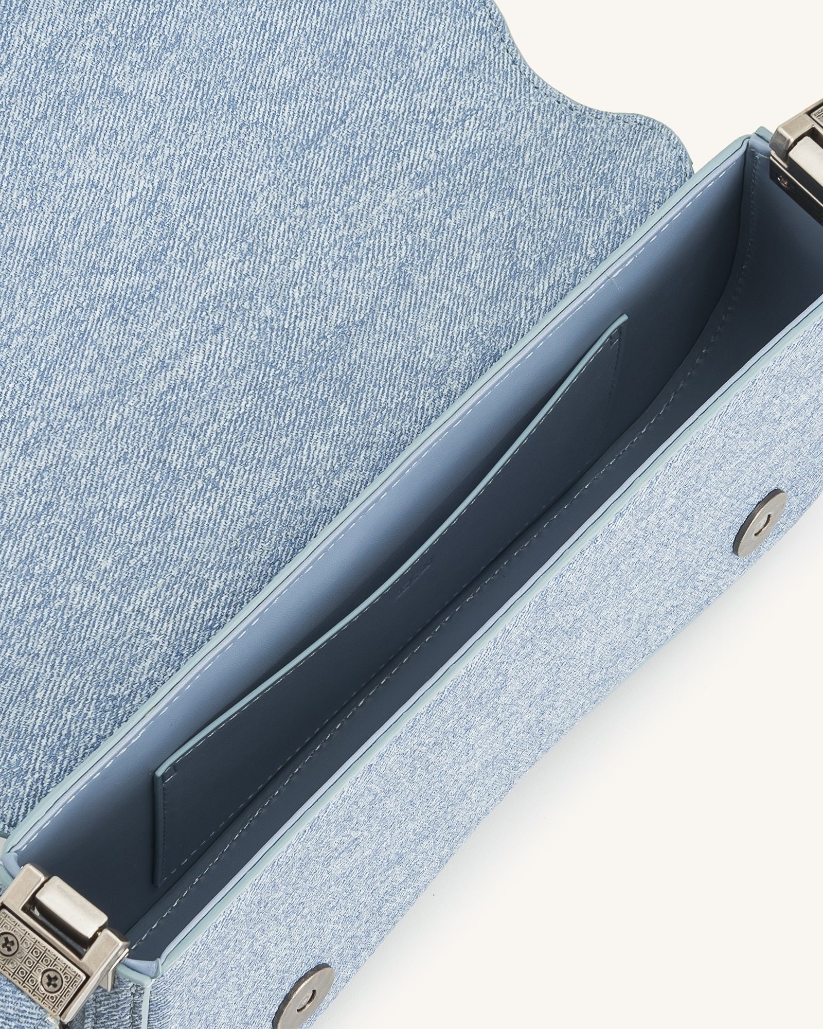 JWE_20230609_035 Joy Denim Embossed Curved Shoulder Bag - Blue - Image 5