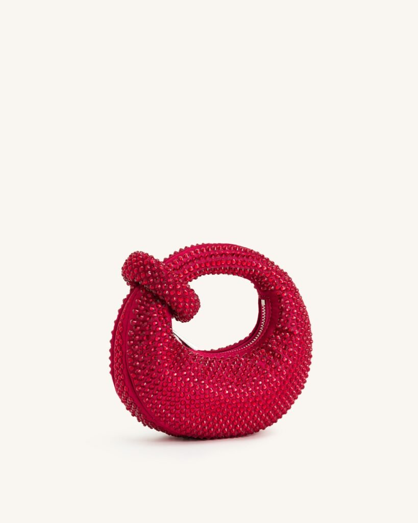 Abacus Artificial Crystal Mini Top Handle Bag - Red - Image 3