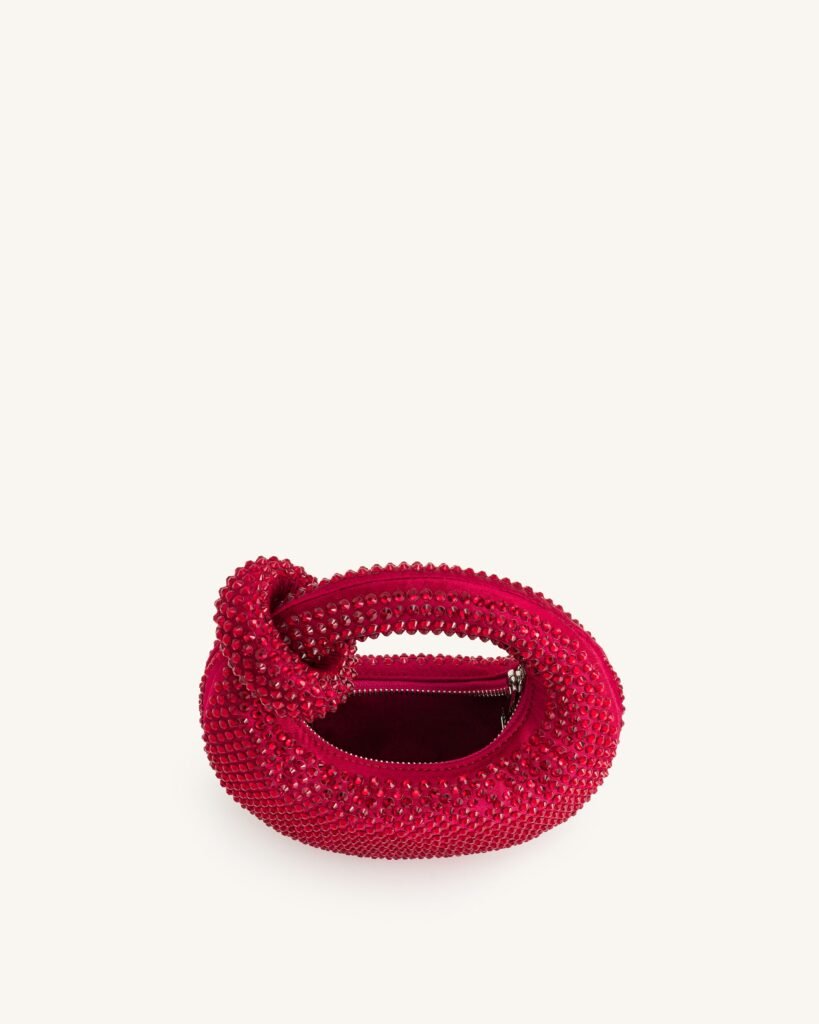 Abacus Artificial Crystal Mini Top Handle Bag - Red - Image 5