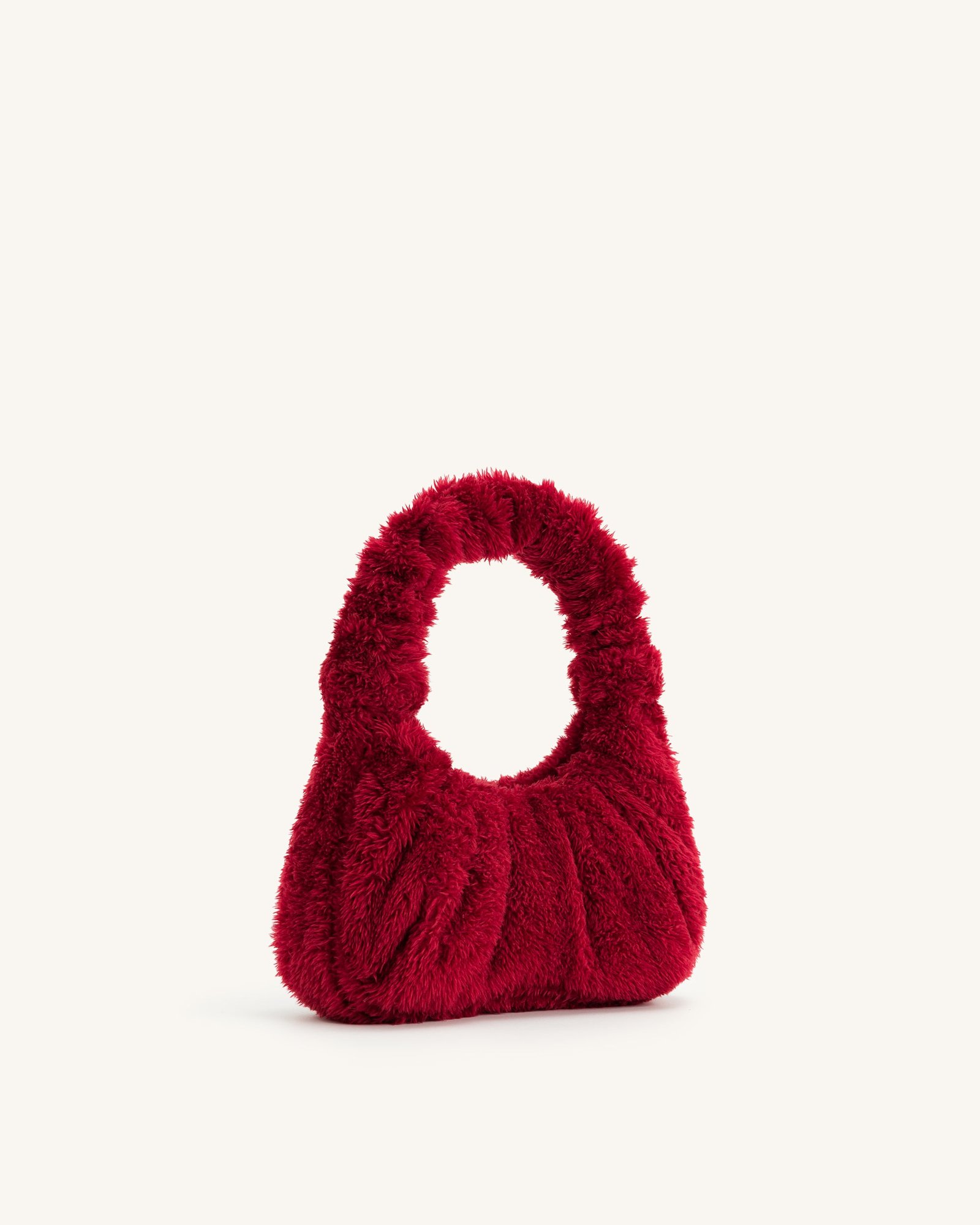 JWE_20230609_135 Gabbi Faux Fur Medium Ruched Hobo Handbag - Magenta - Image 2