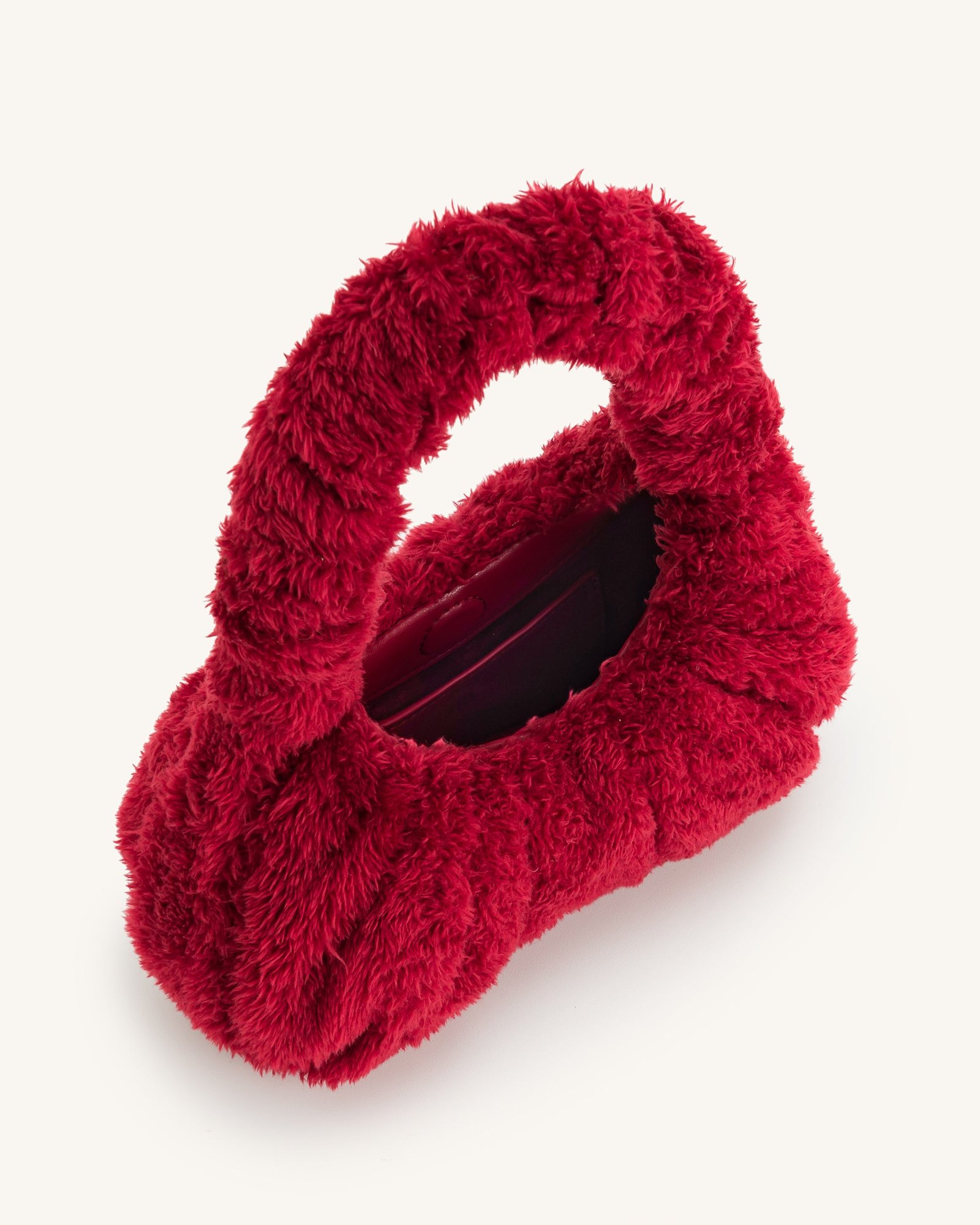 JWE_20230609_136 Gabbi Faux Fur Medium Ruched Hobo Handbag - Magenta - Image 4