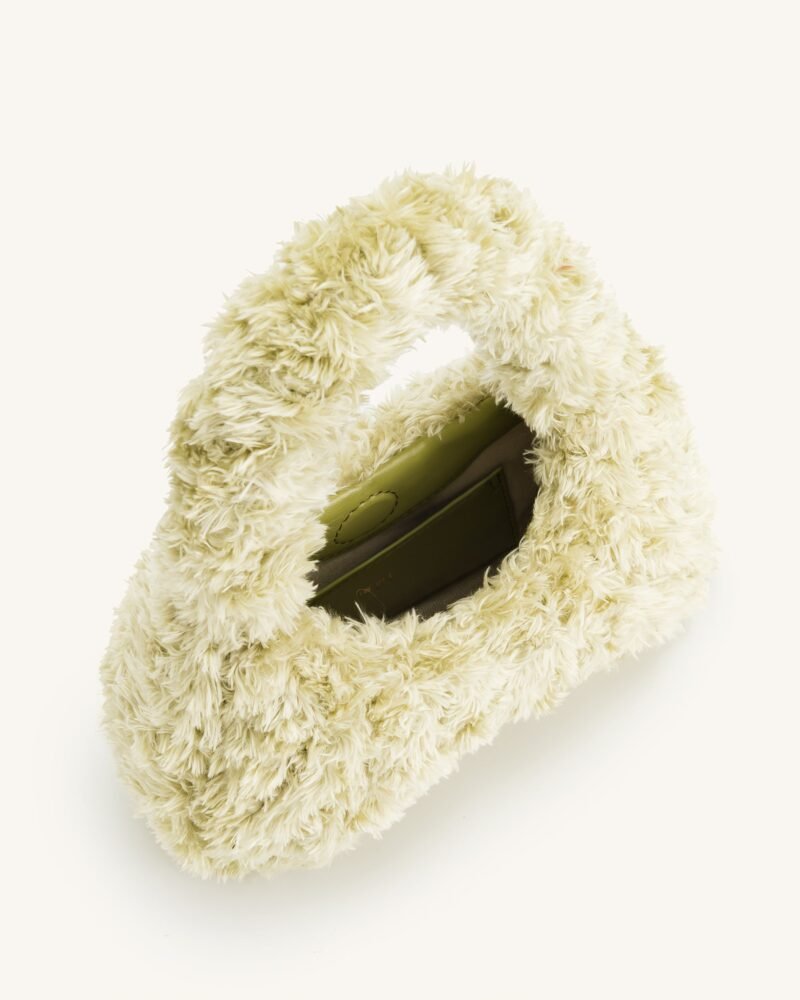 Gabbi Faux Fur Medium Ruched Hobo Handbag - Light Green - Image 5