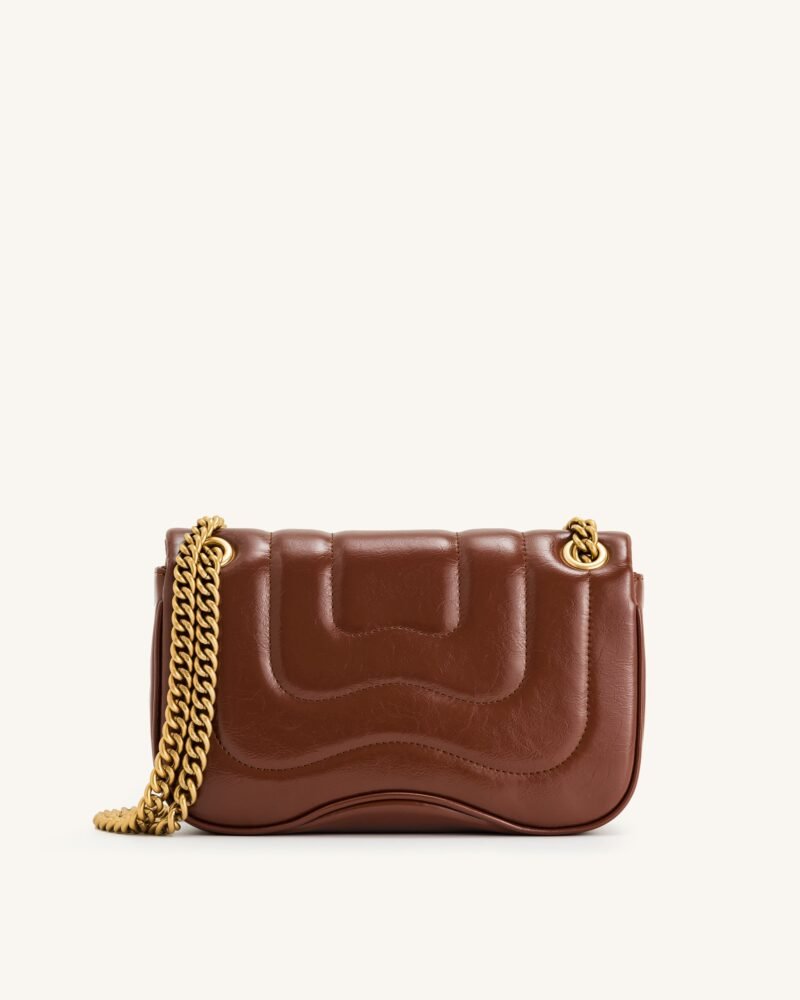 Tina Quilted Chain Crossbody - Brown - Image 3