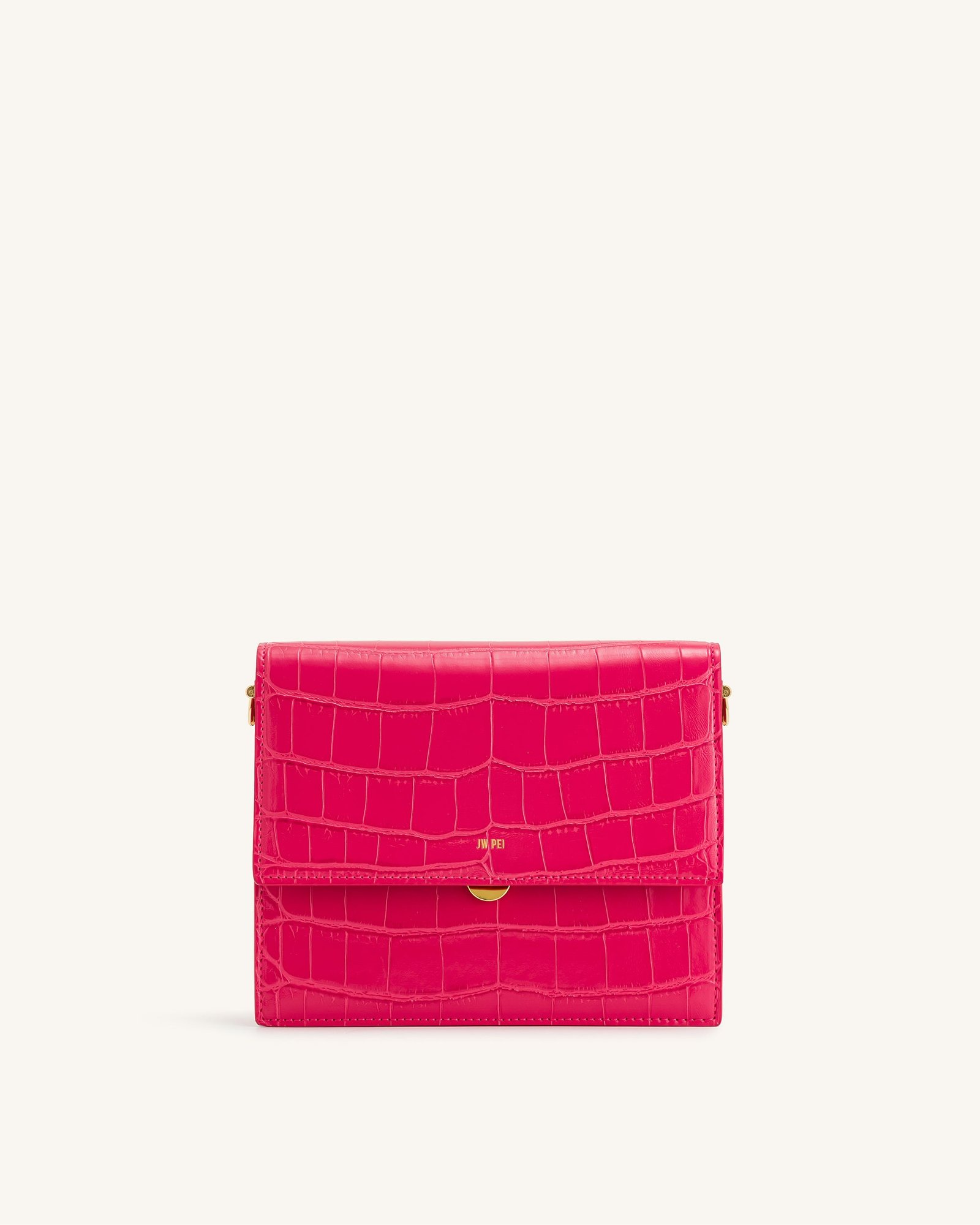 JWE_20230609_245 Mini Flap Crossbody - Magenta Croc - Image 2