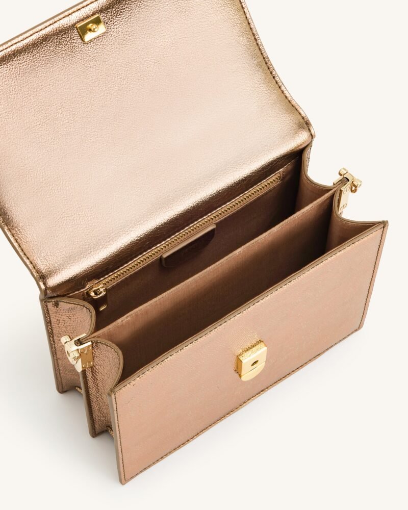 Mini Flap Metallic Crossbody - Ancient Gold Lizard - Image 4