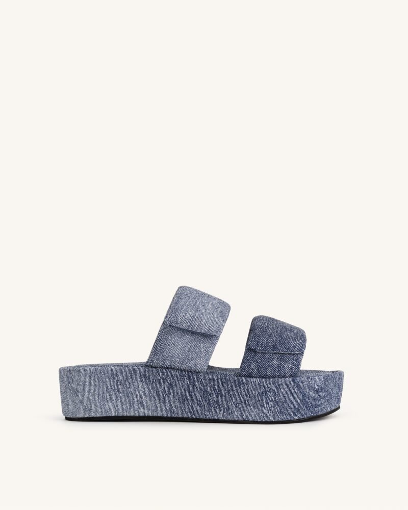 Lexi Denim Embossed Sandal - Blue - Image 1