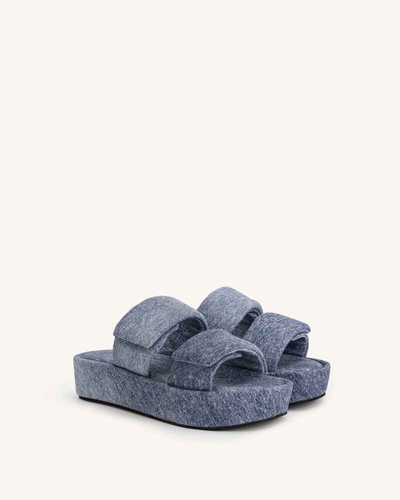 Lexi Denim Embossed Sandal - Blue - Image 3