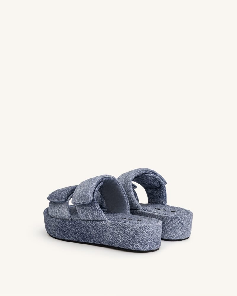 Lexi Denim Embossed Sandal - Blue - Image 5