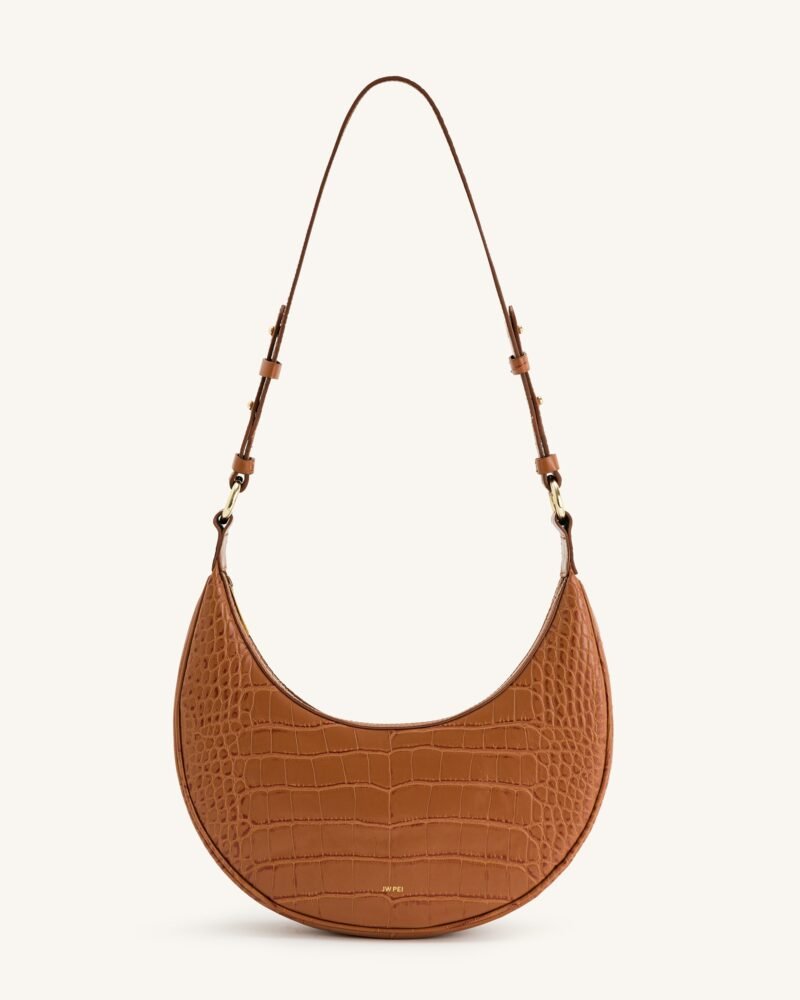 Carly Saddle Bag - Acorn Brown Croc - Image 1