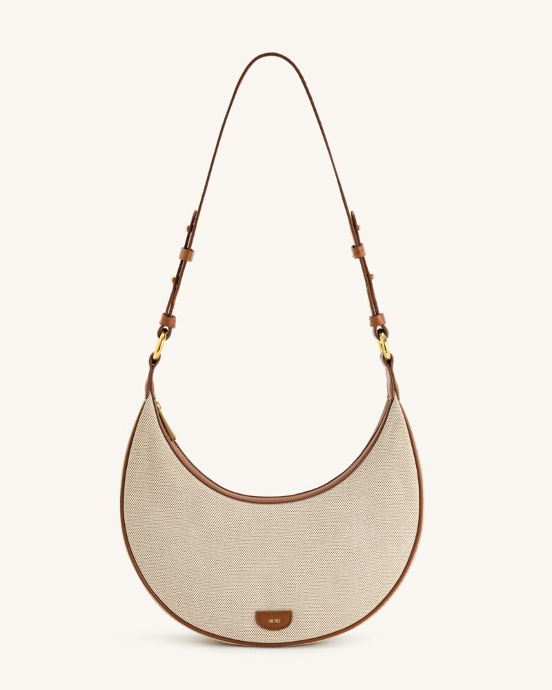 Carly Canvas Saddle Bag - Beige - Image 1