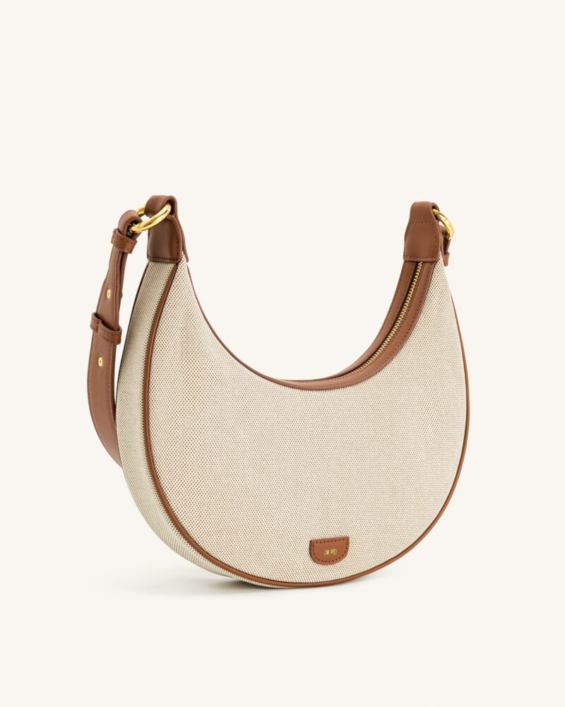 Carly Canvas Saddle Bag - Beige - Image 2