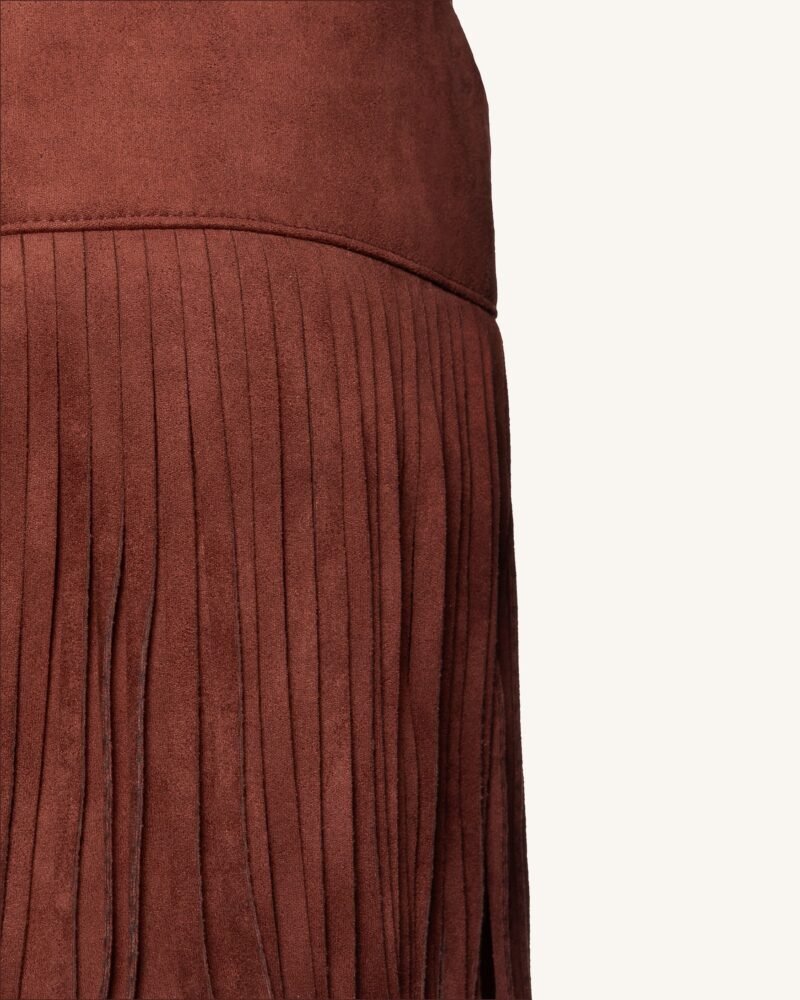 Faux Suede Fringe Halter - Burgundy - Image 5