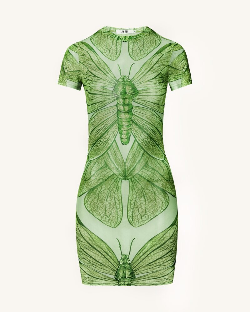 Dragonfly Shell Mini Dress - Green - Image 1