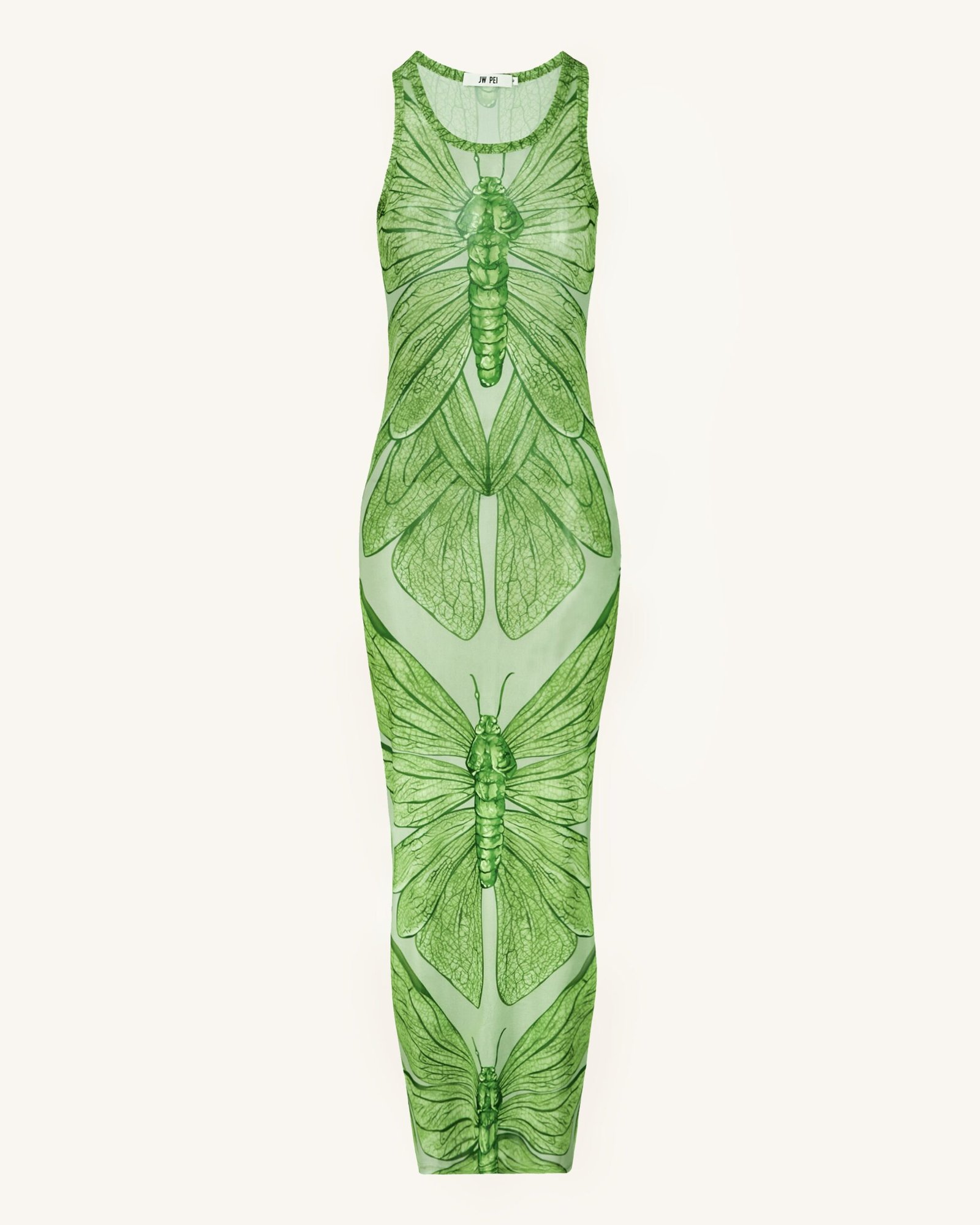 LDS1055-7FRONT.png Dragonfly Axis Tank Mesh Dress - Green - Image 1