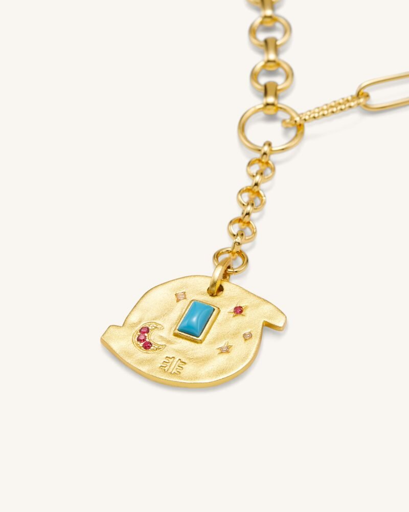 Cosmos Round Necklace - 18ct Gold Plated & Multicolor Zircon - Image 2