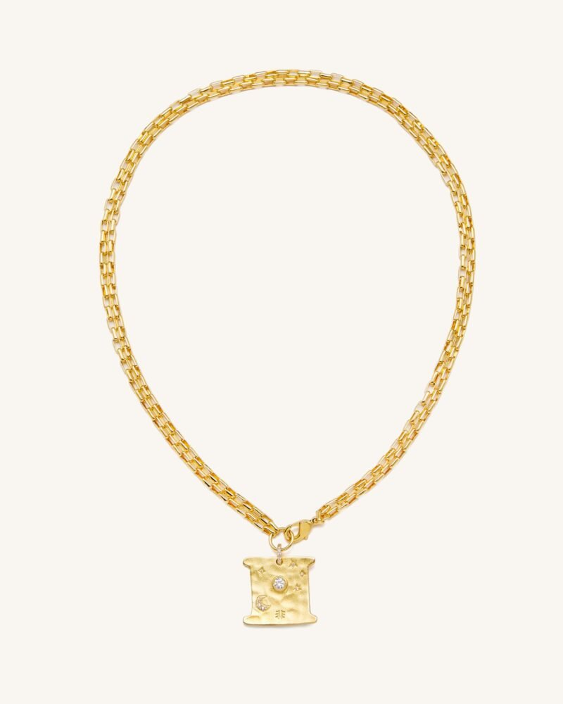 Cosmos Square Necklace - 18ct Gold Plated & White Zircon - Image 1