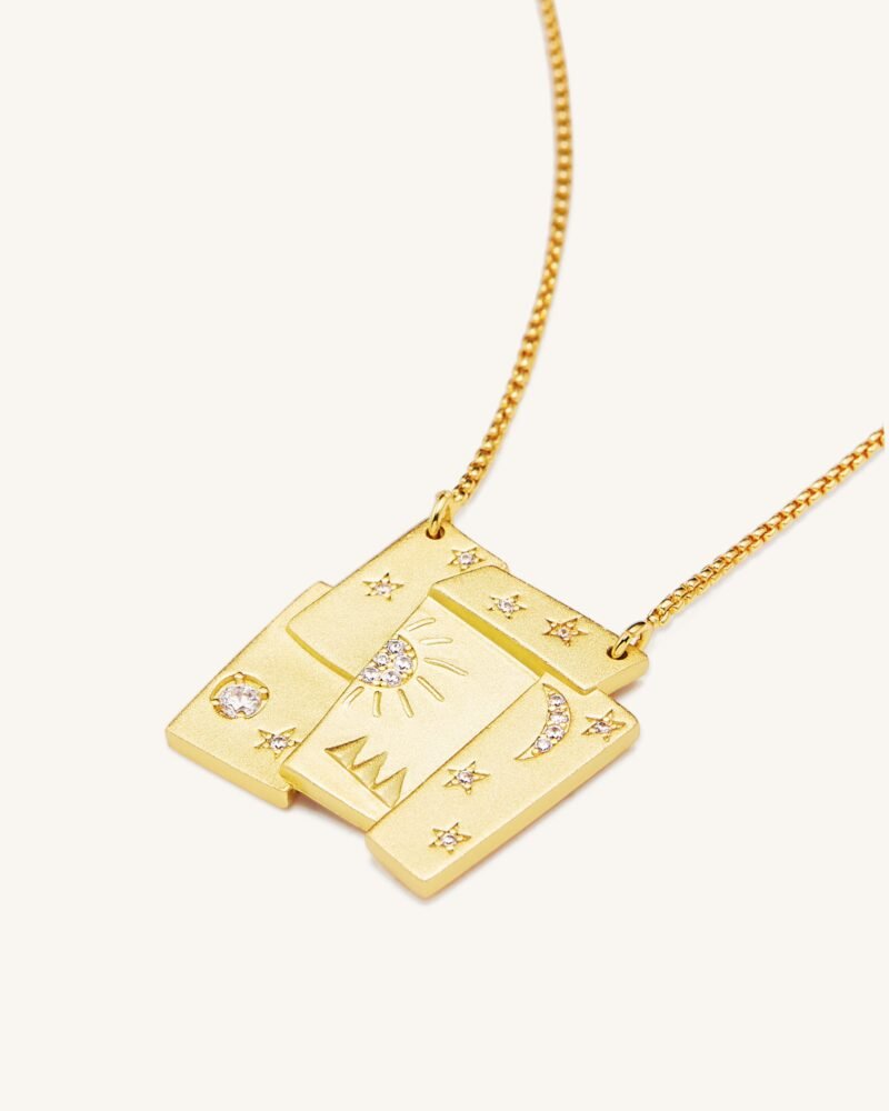 Cosmos Combination Necklace - 18ct Gold Plated & White Zircon - Image 1
