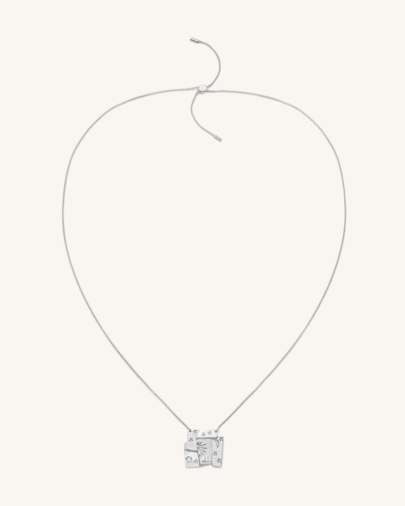 Cosmos Combination Necklace - 18ct White Gold Plated & White Zircon - Image 2