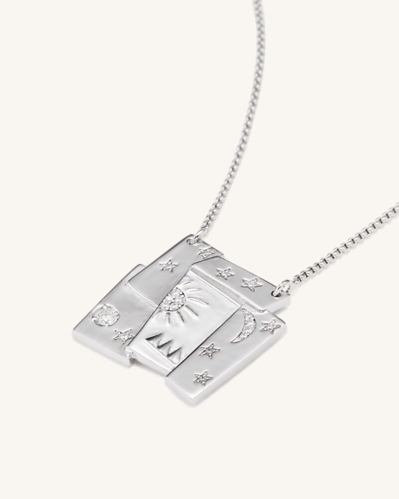 Cosmos Combination Necklace - 18ct White Gold Plated & White Zircon - Image 1