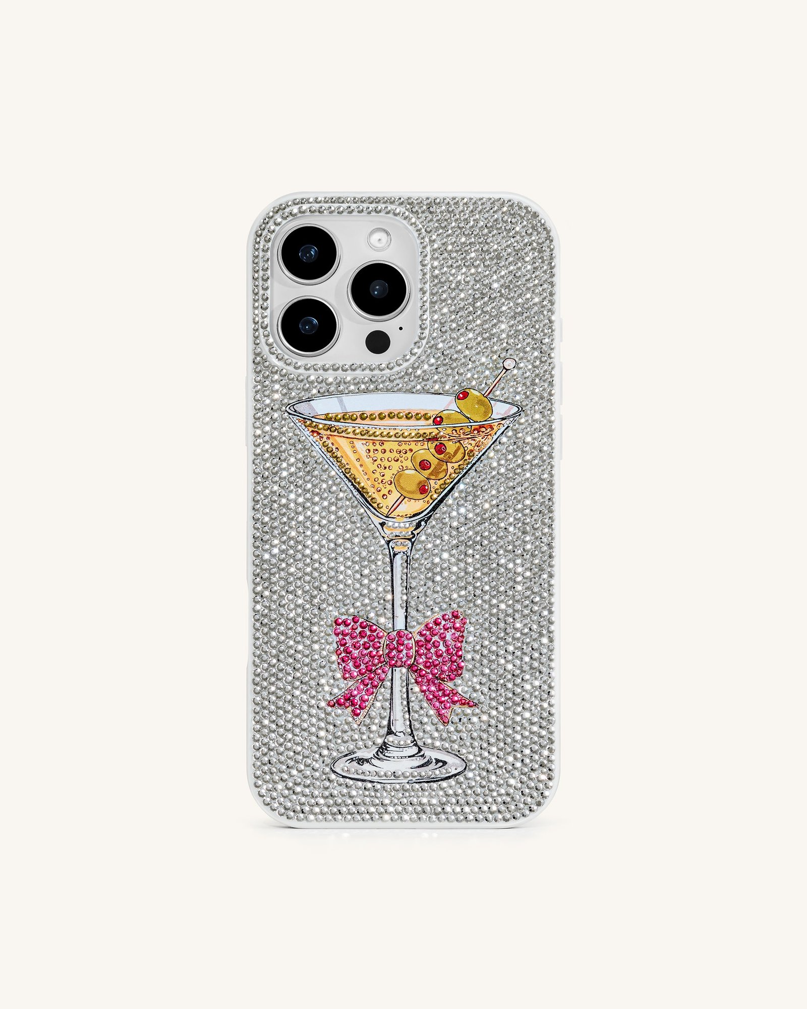 PE058-2-FRONT Sparkling Martini Phone Case - Multicolor White - Image 1