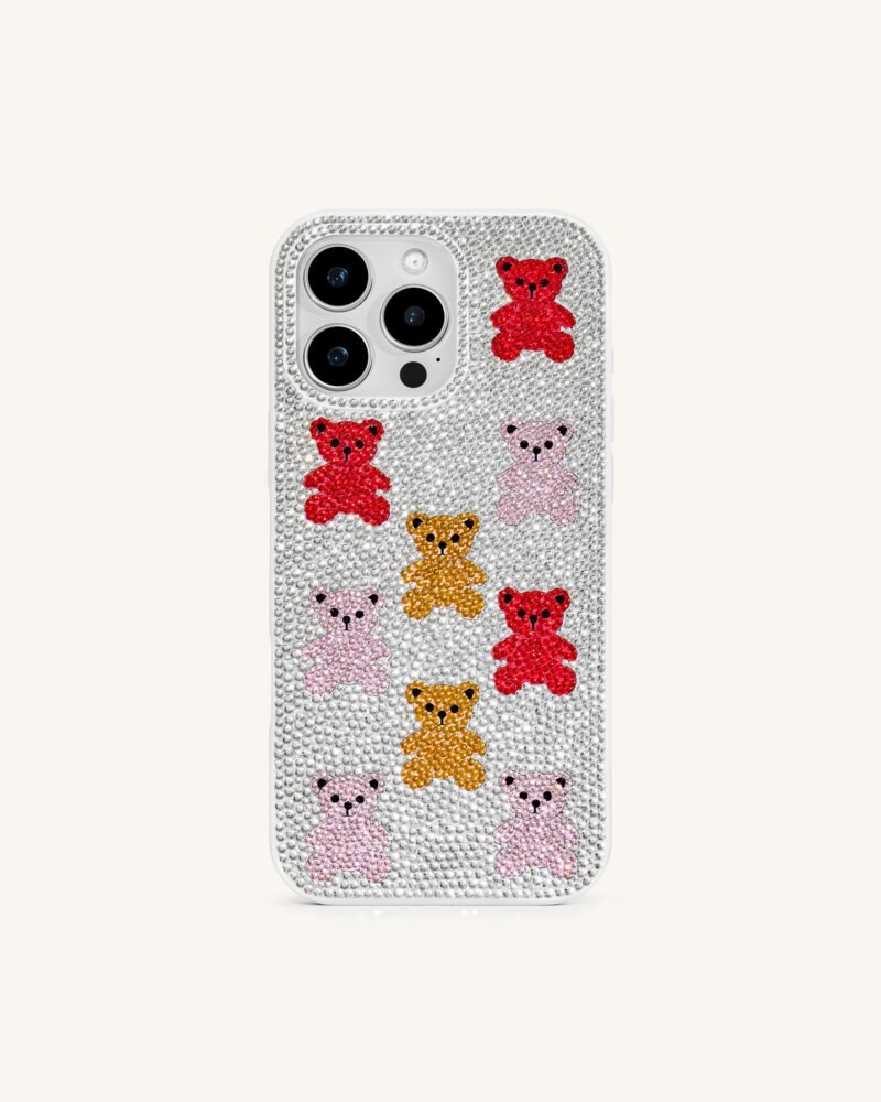 Bear Bling Phone Case - Multicolor White - Image 1