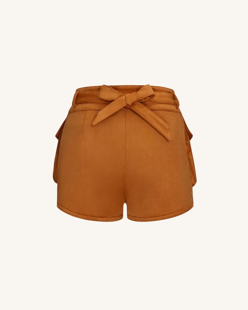 Abigail High-Waisted Utility Shorts - Brown - Image 4