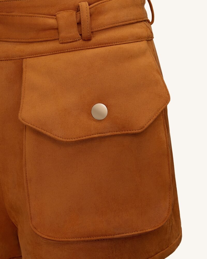 Abigail High-Waisted Utility Shorts - Brown - Image 5