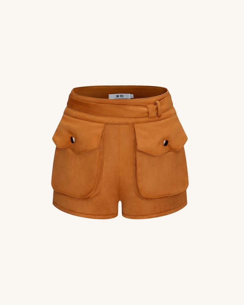 Abigail High-Waisted Utility Shorts - Brown - Image 2