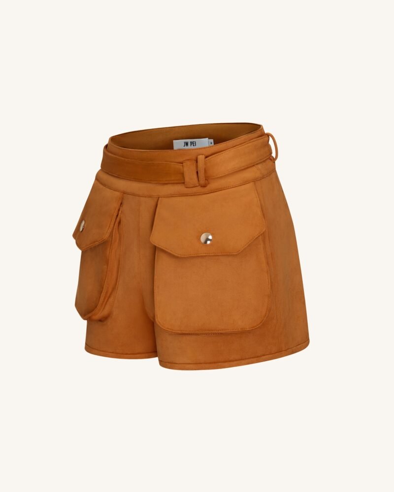 Abigail High-Waisted Utility Shorts - Brown - Image 3