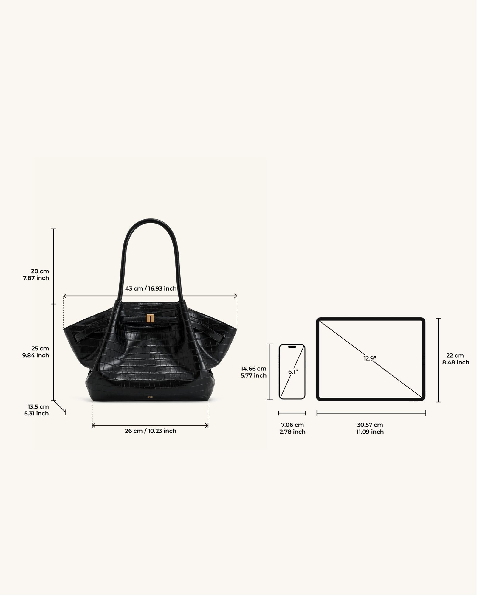 Shopify_-HANA___1_64.png Hana Medium Tote Bag - Black Croc - Image 6