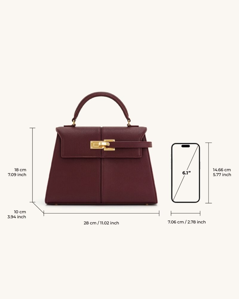 Elise Large Top Handle Bag - Claret - Image 6