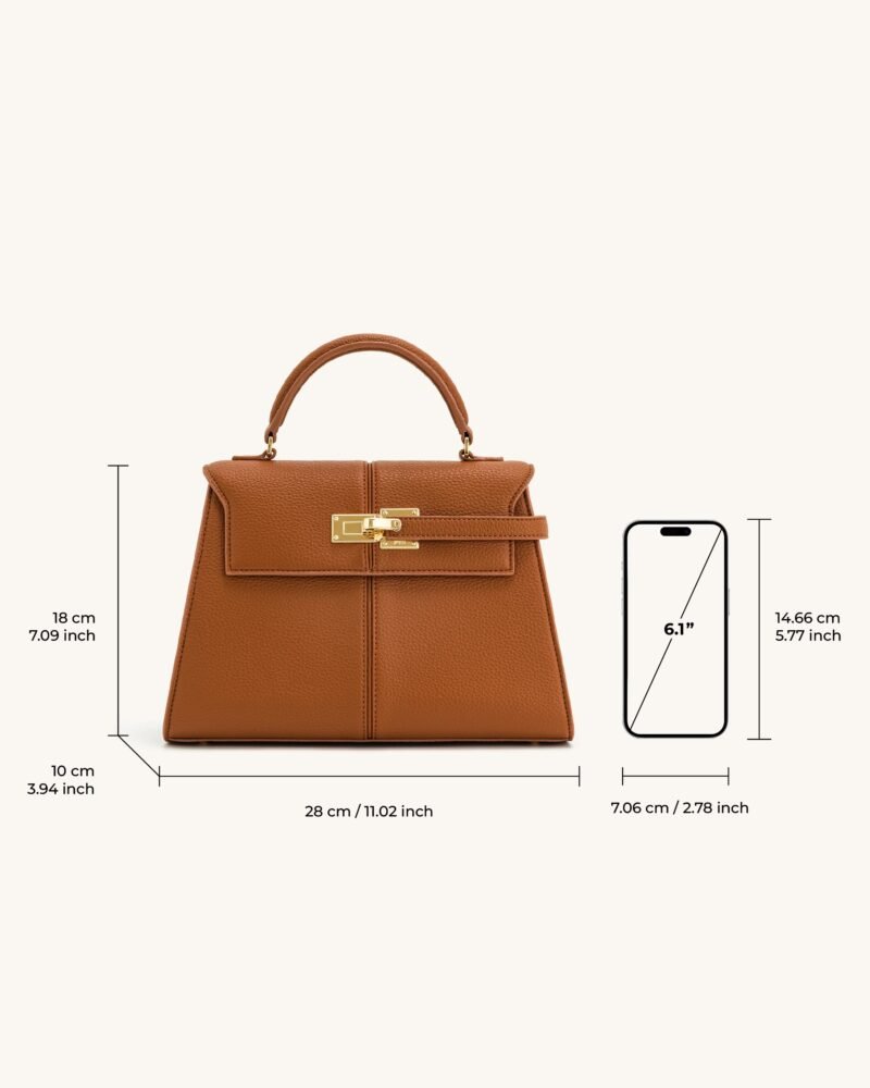 Elise Large Top Handle Bag - Brown - Image 6